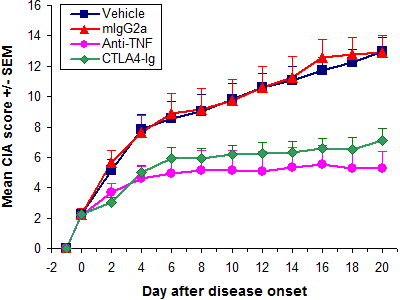 CIA - Therapeutic treatment with anti-TNF and CTLA4-Ie